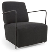 Gamer Loungestol, Sort lammeskinds-look/Sort metal - Unoliving.com