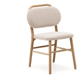 Helda Spisebordsstol, Beige Chenille og Massivt Egetræ - Unoliving.com