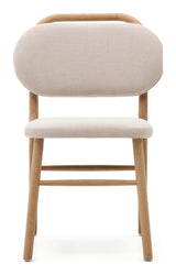 Helda Spisebordsstol, Beige Chenille og Massivt Egetræ - Unoliving.com