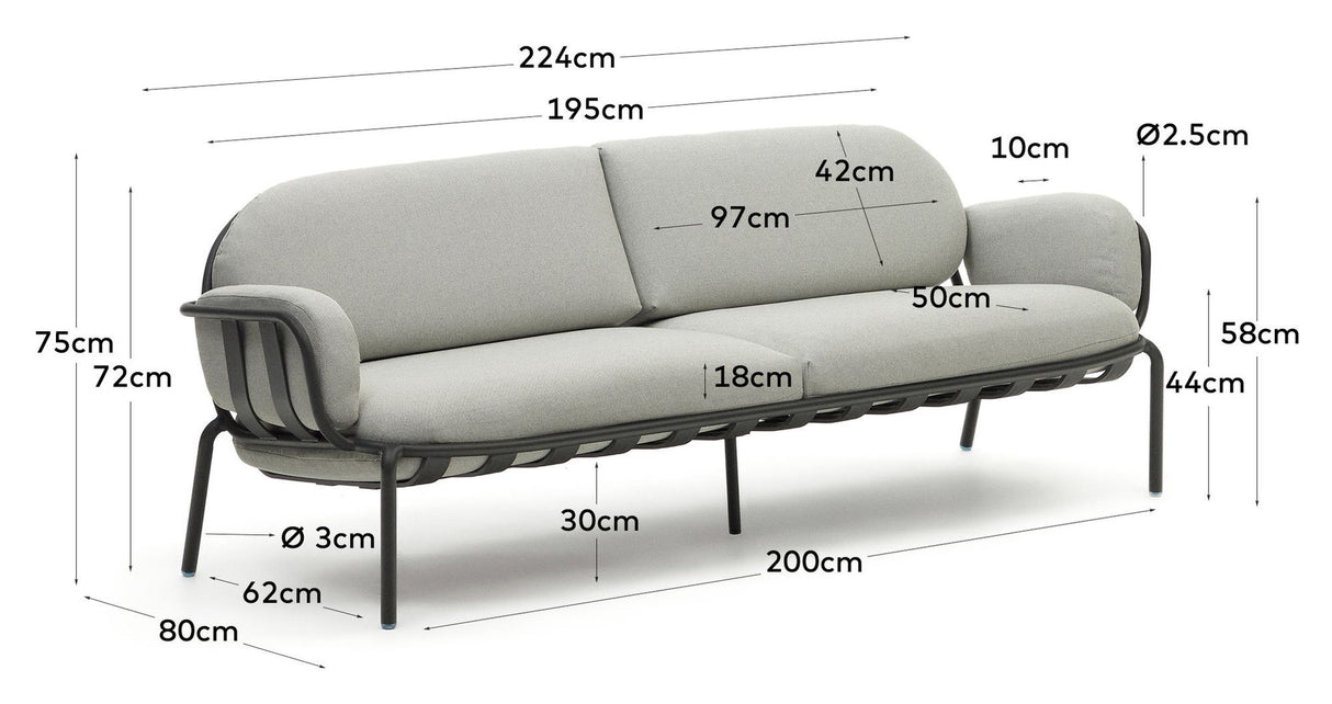 Joncols 3-pers. Loungesofa, Lysegrå - Unoliving.com