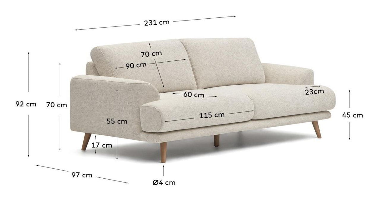 Karin 3-pers sofa - Hvid - Unoliving.com