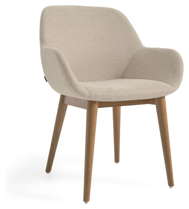 Konna Spisebordsstol, Beige chenille/Ask - Unoliving.com