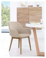 Konna Spisebordsstol, Beige chenille/Ask - Unoliving.com