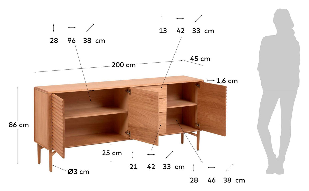 Lenon Skænk 200x86 - Eg - Unoliving.com