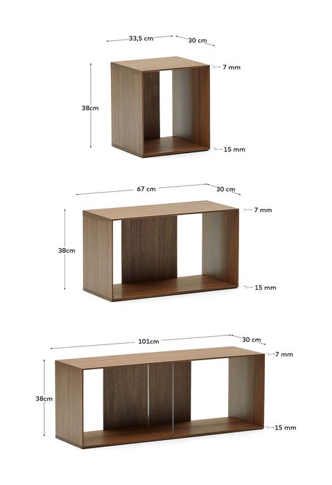 Litto Reolsæt af 9 stk. moduler, Valnøddefinér, 202x114 - Unoliving.com