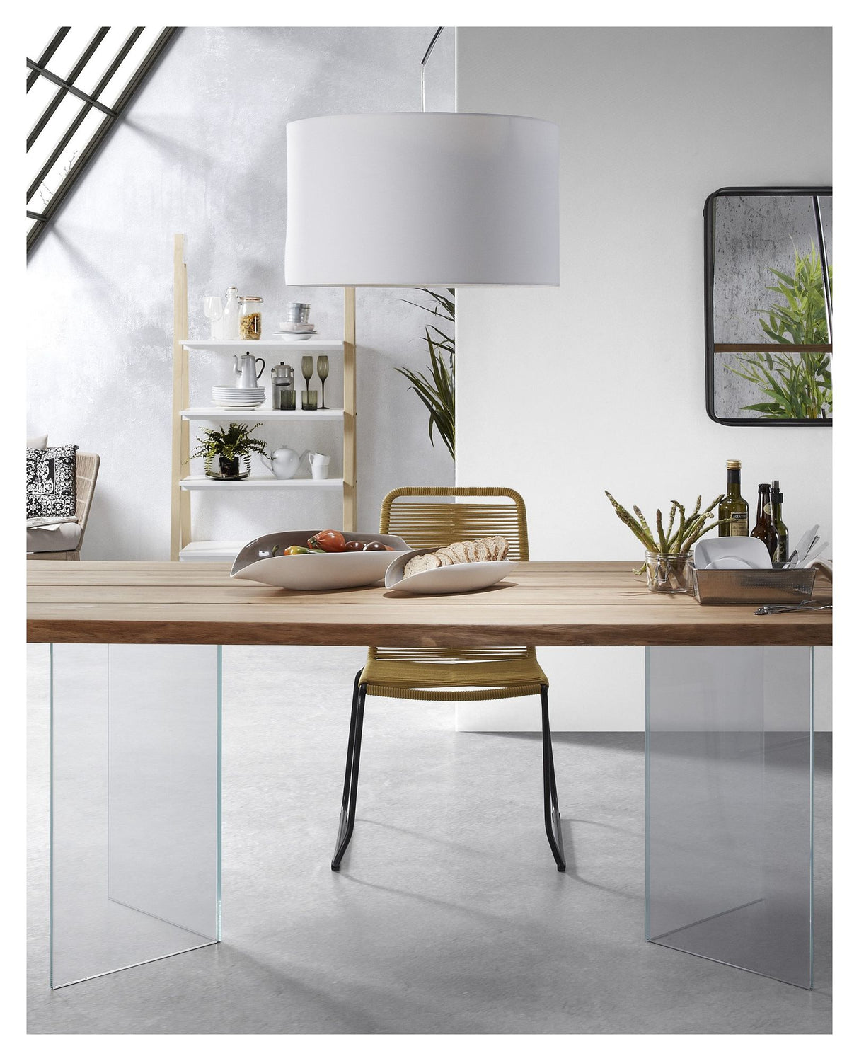 Lotty Spisebord m. glasben, 180x100 - Unoliving.com