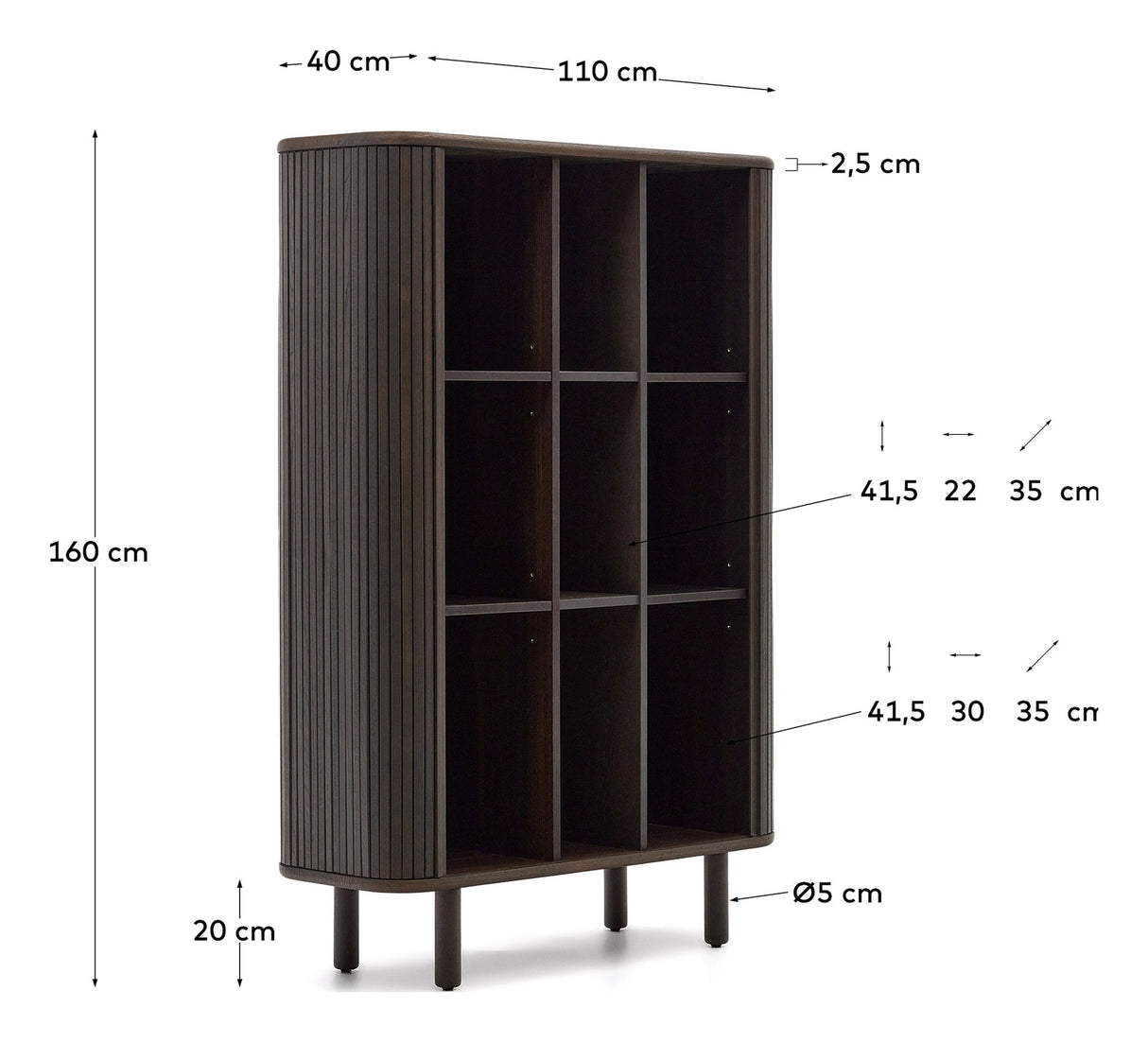 Mailen Høj Skænk m. 2 låger, Askefinér/Mørk finish, 110x140 - Unoliving.com