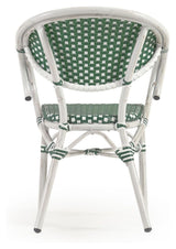 Marilyn Outdoor Caféstol m. armlæn i polyrattan, Grøn/Hvid - Unoliving.com