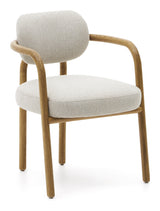 Melqui Beige Spisebordsstol, Massivt Egetræ - Unoliving.com