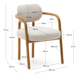 Melqui Beige Spisebordsstol, Massivt Egetræ - Unoliving.com