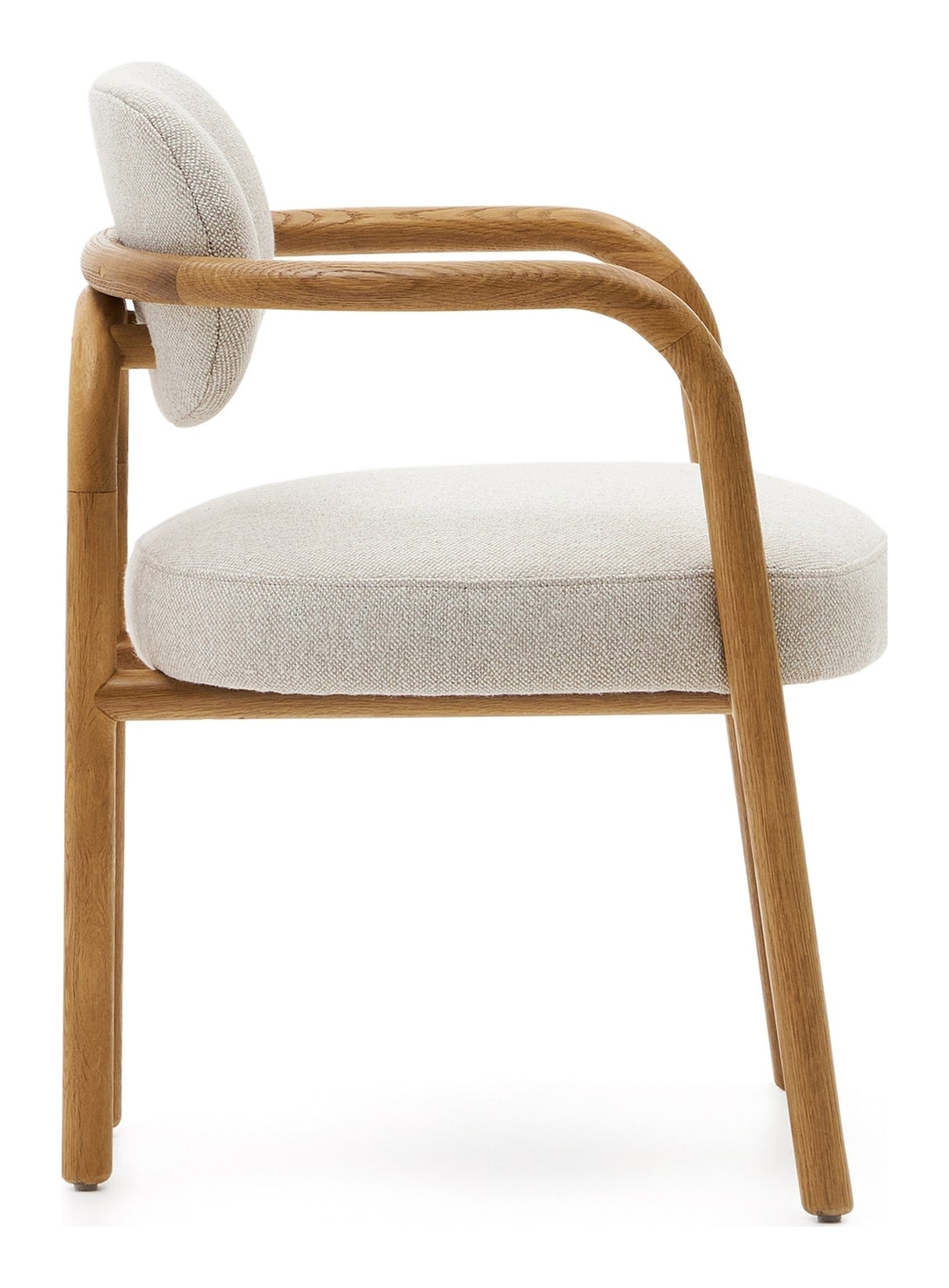 Melqui Beige Spisebordsstol, Massivt Egetræ - Unoliving.com