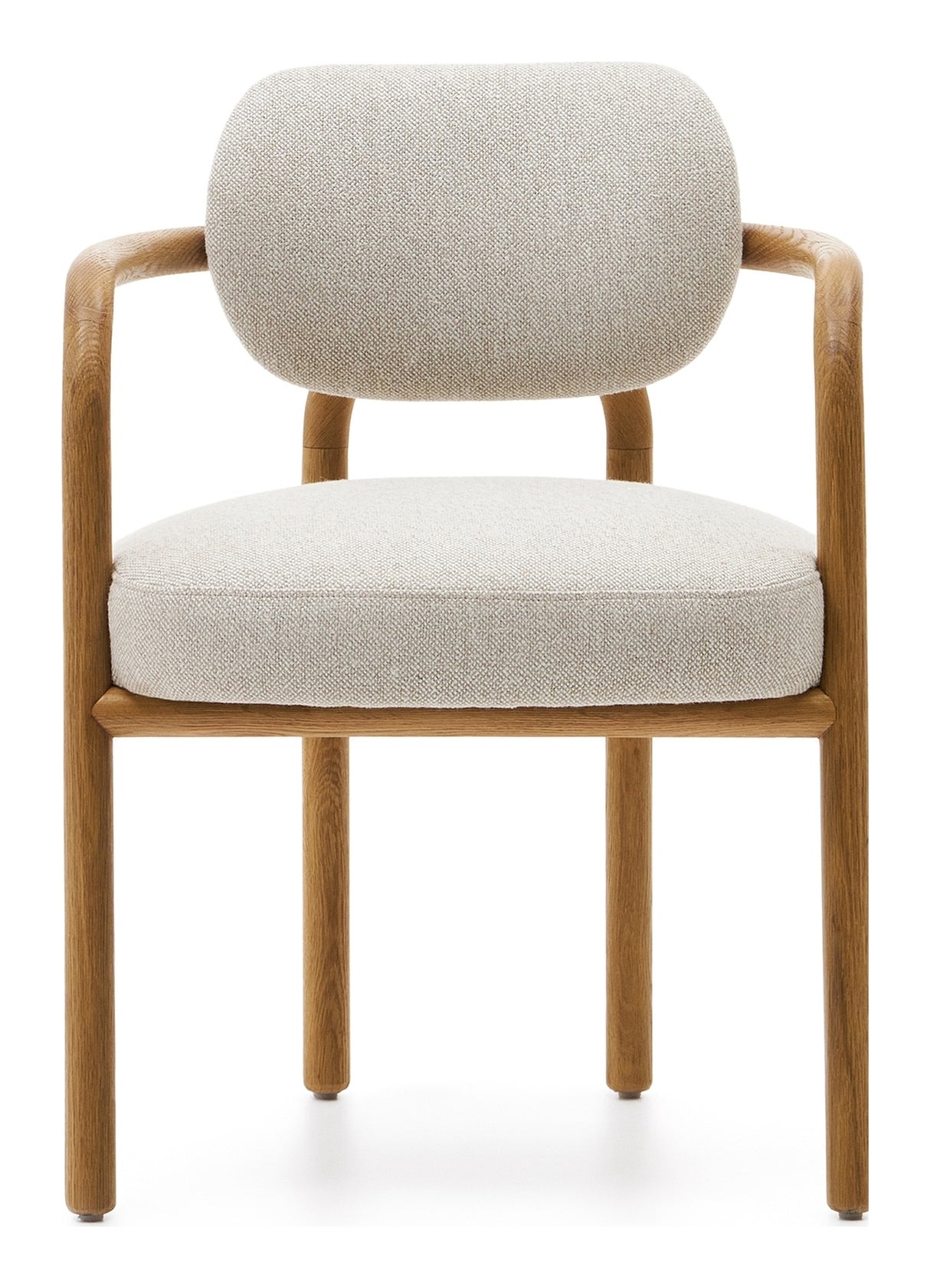 Melqui Beige Spisebordsstol, Massivt Egetræ - Unoliving.com