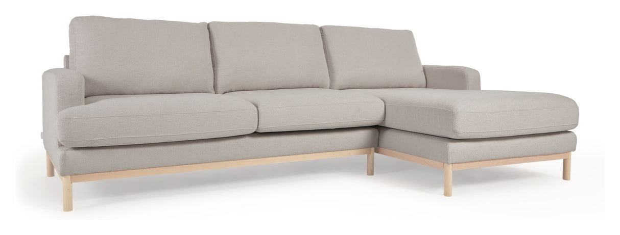 Mihaela 3-pers. Sofa m. højrevendt chaiselong, Grå fleece - Unoliving.com