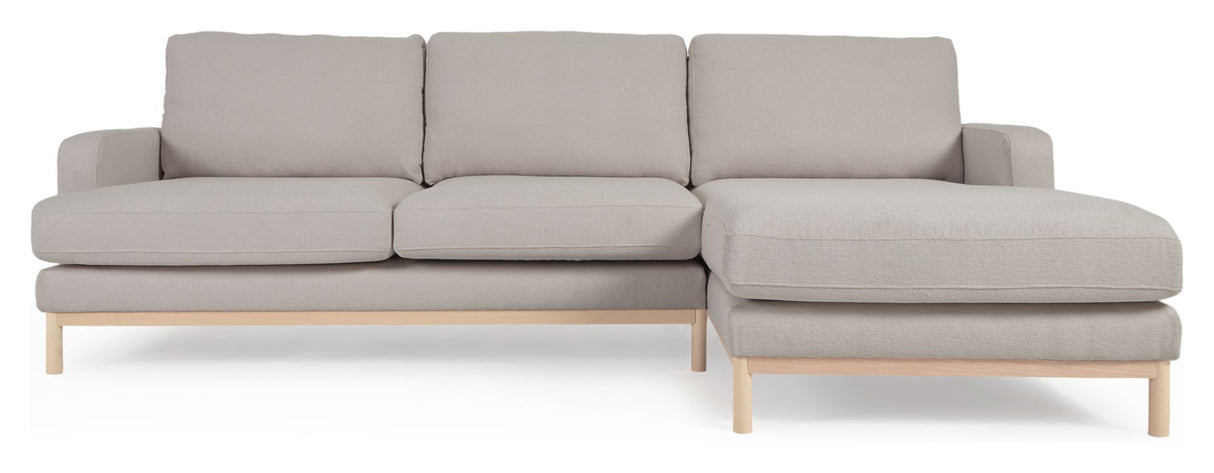 Mihaela 3-pers. Sofa m. højrevendt chaiselong, Grå fleece - Unoliving.com