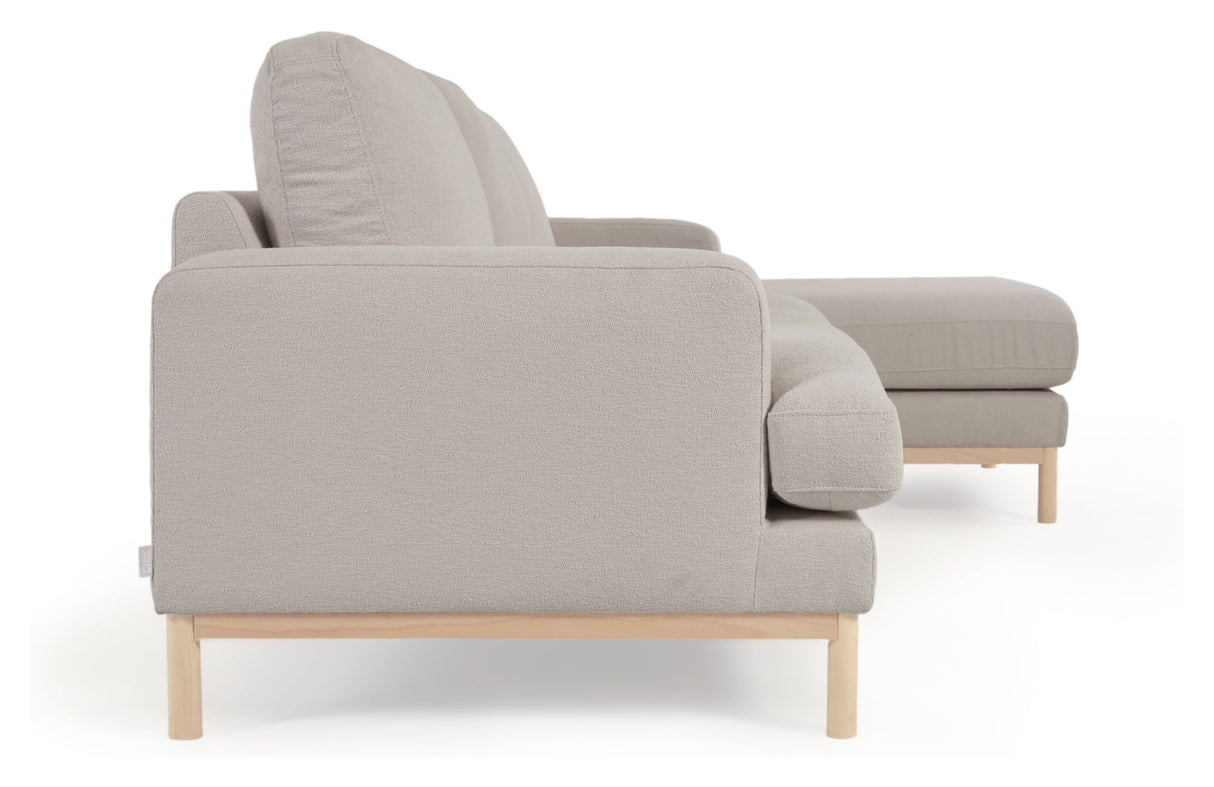 Mihaela 3-pers. Sofa m. højrevendt chaiselong, Grå fleece - Unoliving.com