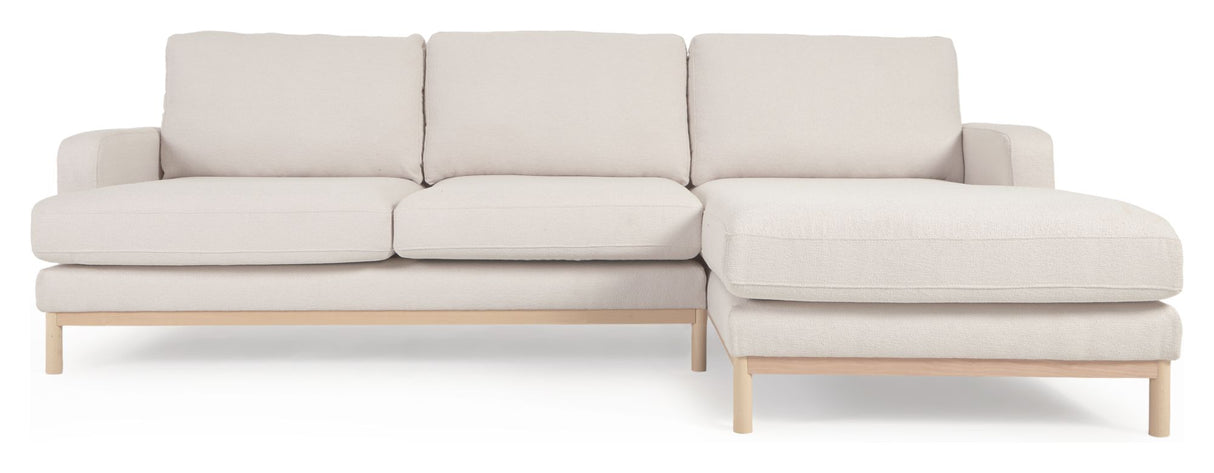 Mihaela 3-pers. Sofa m. højrevendt chaiselong, Hvid fleece - Unoliving.com