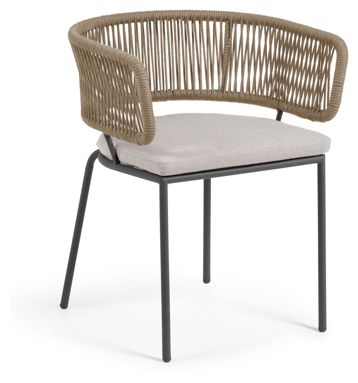 Nadin Loungestol m. beige reb, Galvaniseret stålben - Unoliving.com