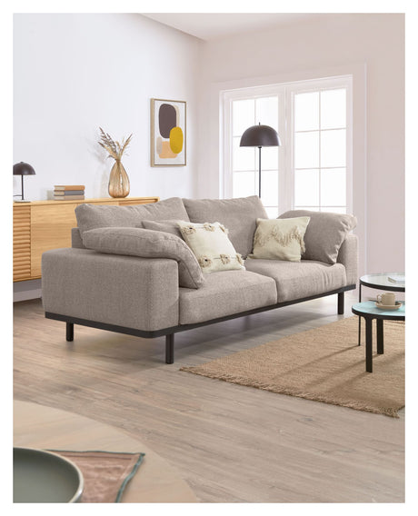 Noa 3-pers. Sofa, Beige m. sorte ben - Unoliving.com