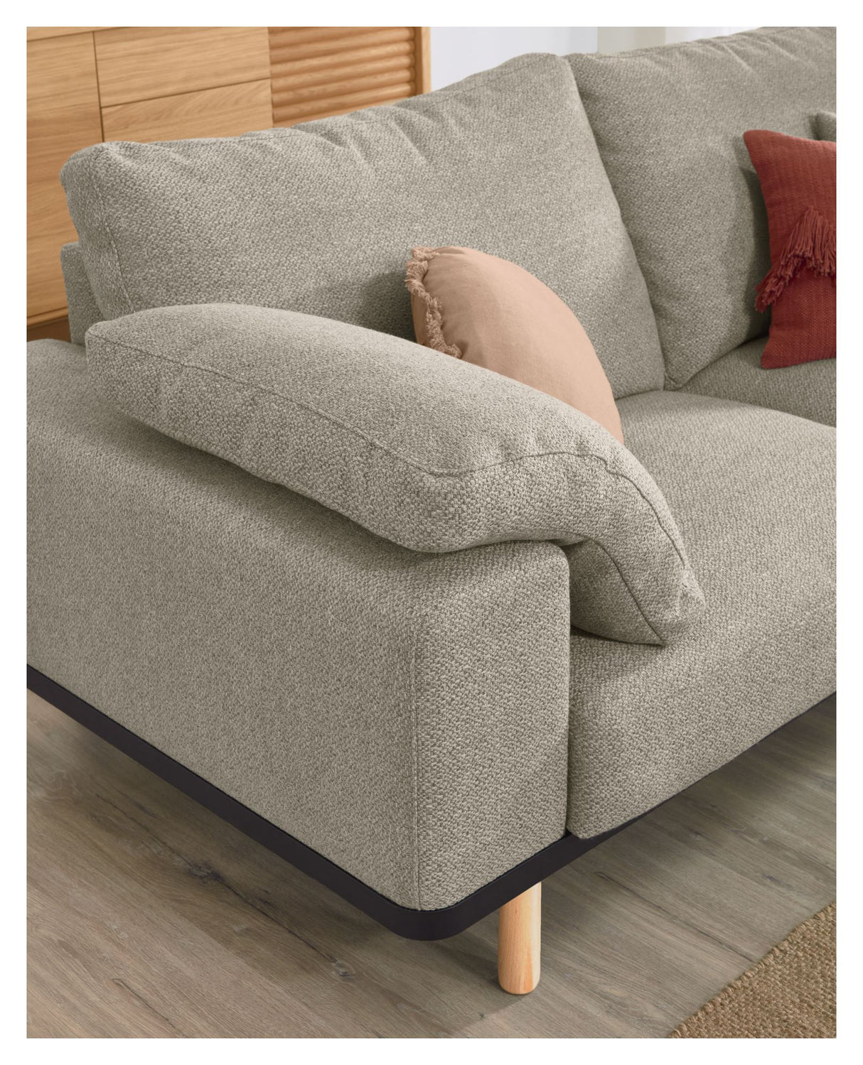 Noa 3-pers. Sofa m. puder Beige/Natur - Unoliving.com