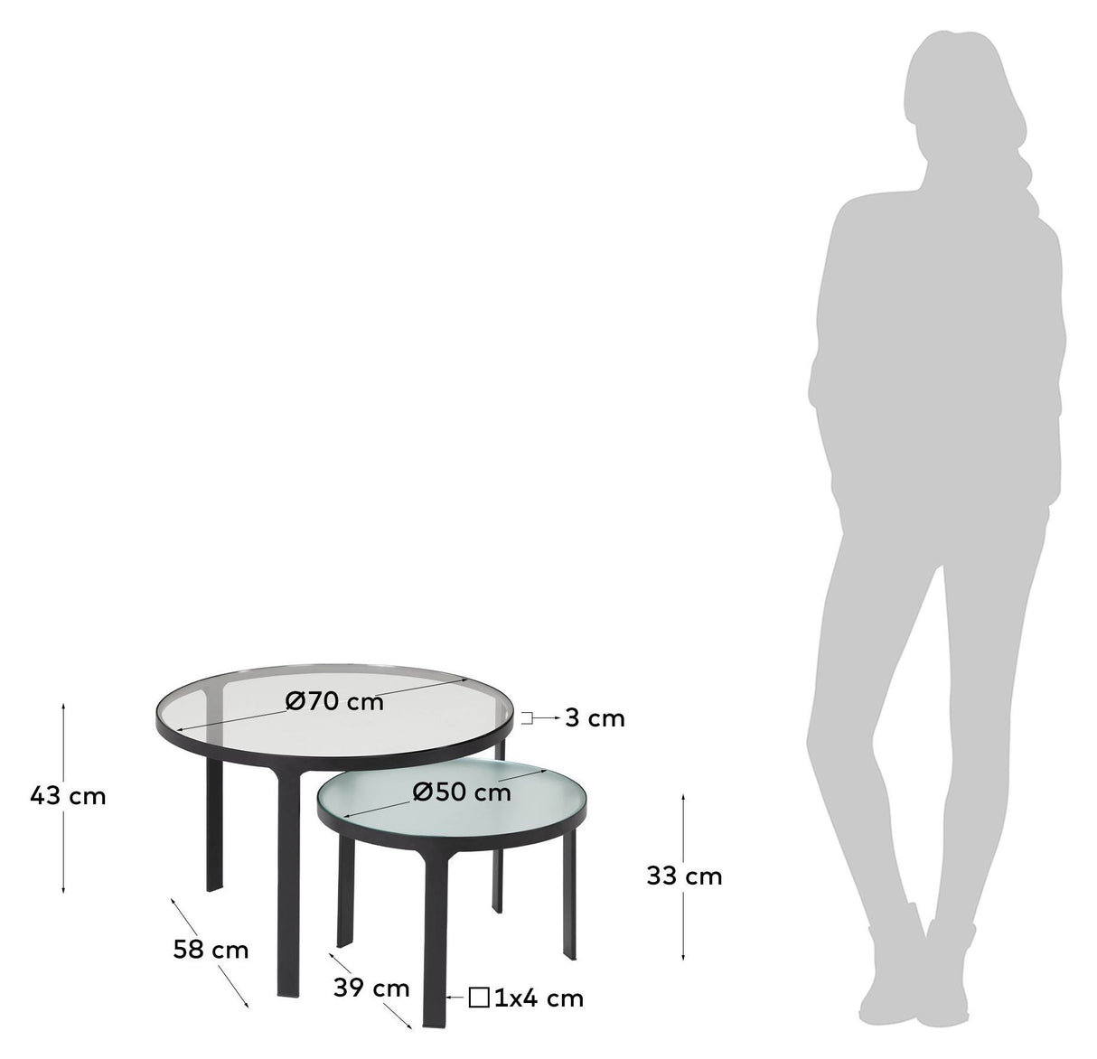 Oni Indskudsborde Metal, Ø70/Ø50 - Unoliving.com