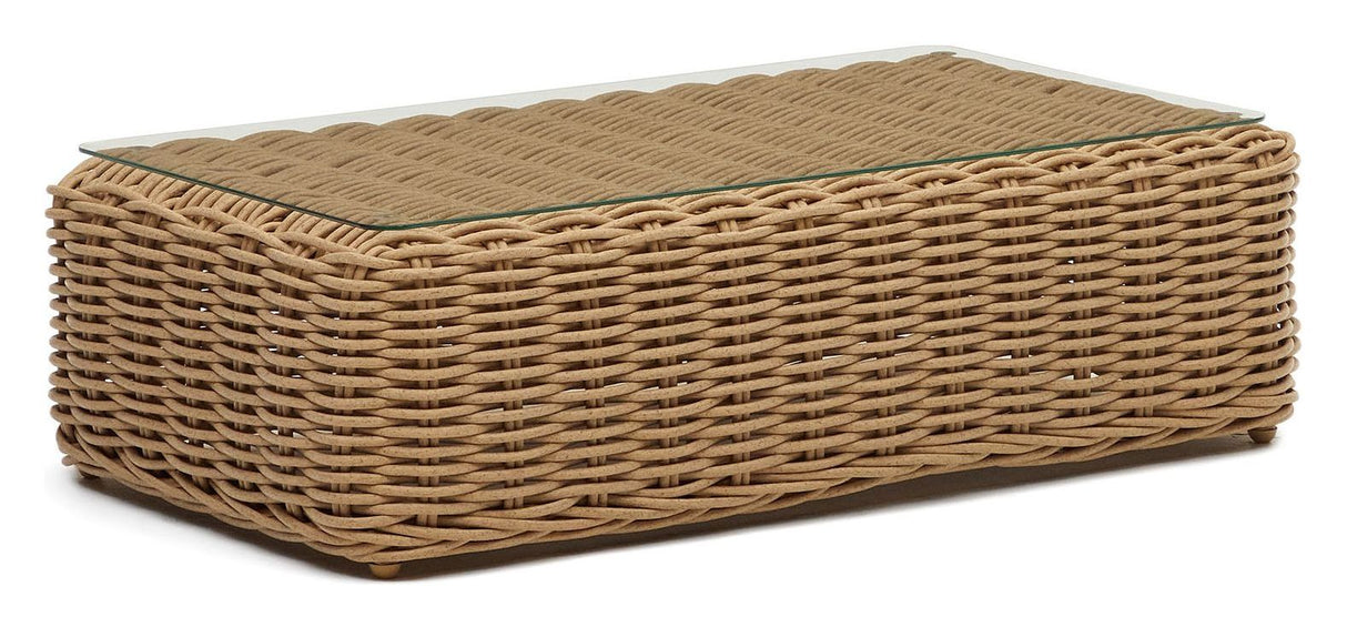 Portlligat Loungebord, Beige rattan, 110x60 - Unoliving.com