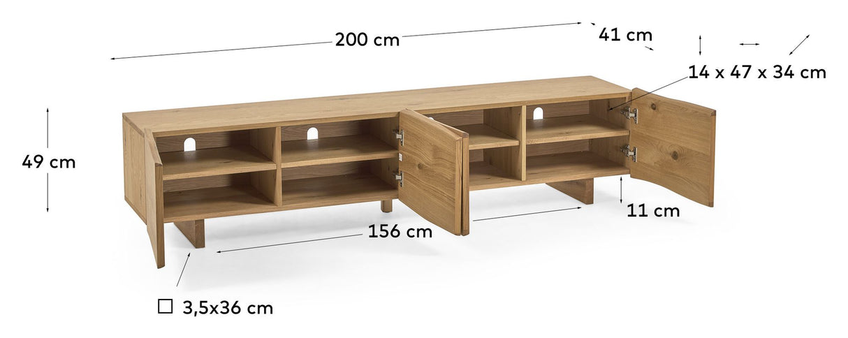 Rasha Tvbord m. 4 låger, 200x49, Egefinér - Unoliving.com