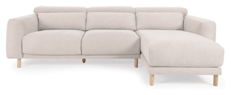 Singa 3-pers. Sofa m. højrevendt chaiselong, Hvid Chenille - Unoliving.com