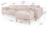 Singa 3-pers. Sofa m. højrevendt chaiselong, Hvid Chenille - Unoliving.com