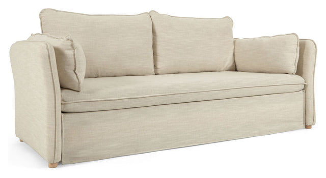 Tanit Sovesofa, B210, Off-White linen/Bøgeben - Unoliving.com