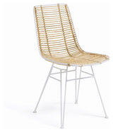 Tishana Spisebordsstol - Rattan/Hvid stål - Unoliving.com