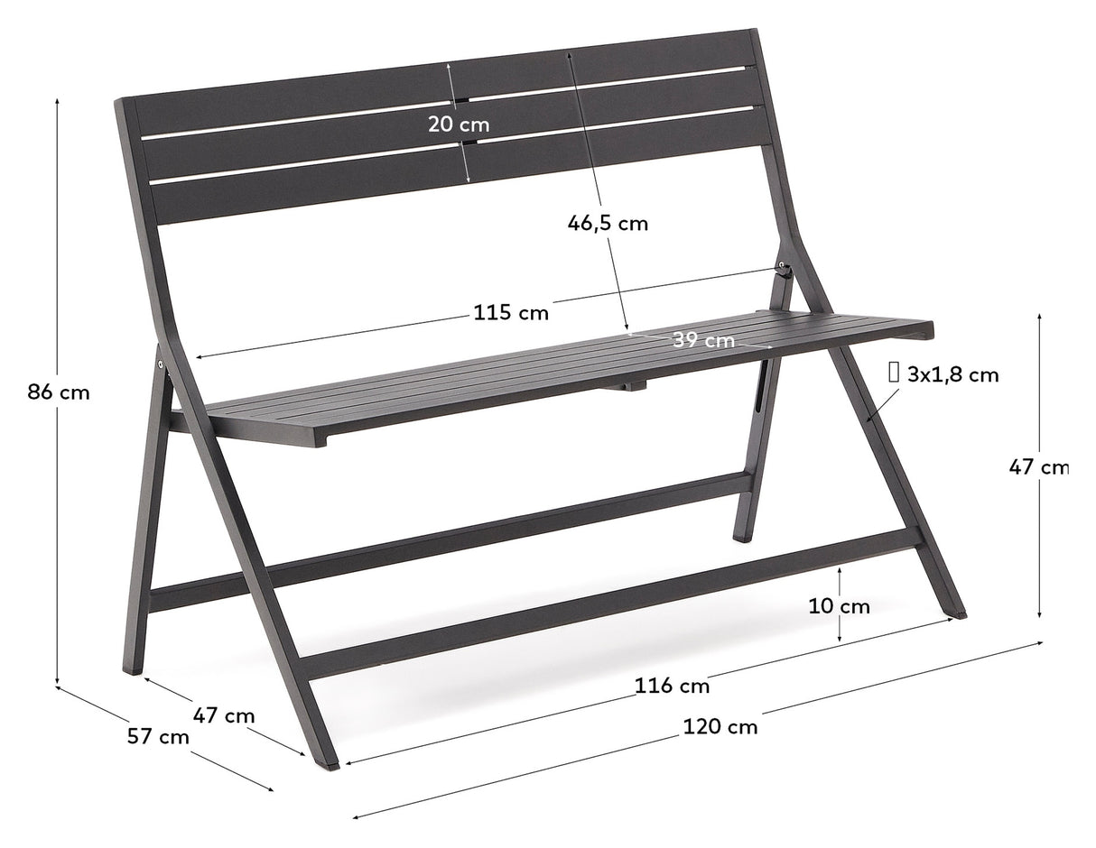 Torreta foldbar bænk, sort