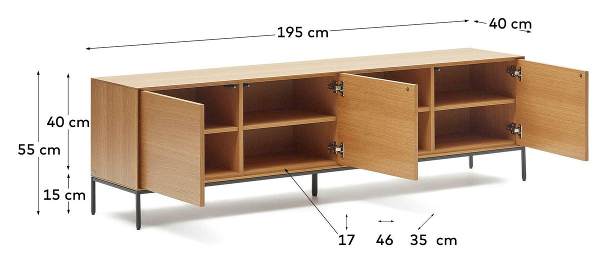 Vedrana TV-bord, Egefinér, 195x55 - Unoliving.com