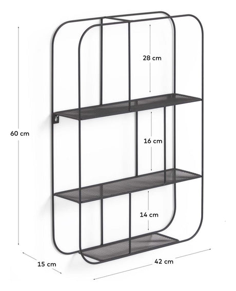 Veneranda Hylde, 42x60, Sort metal - Unoliving.com