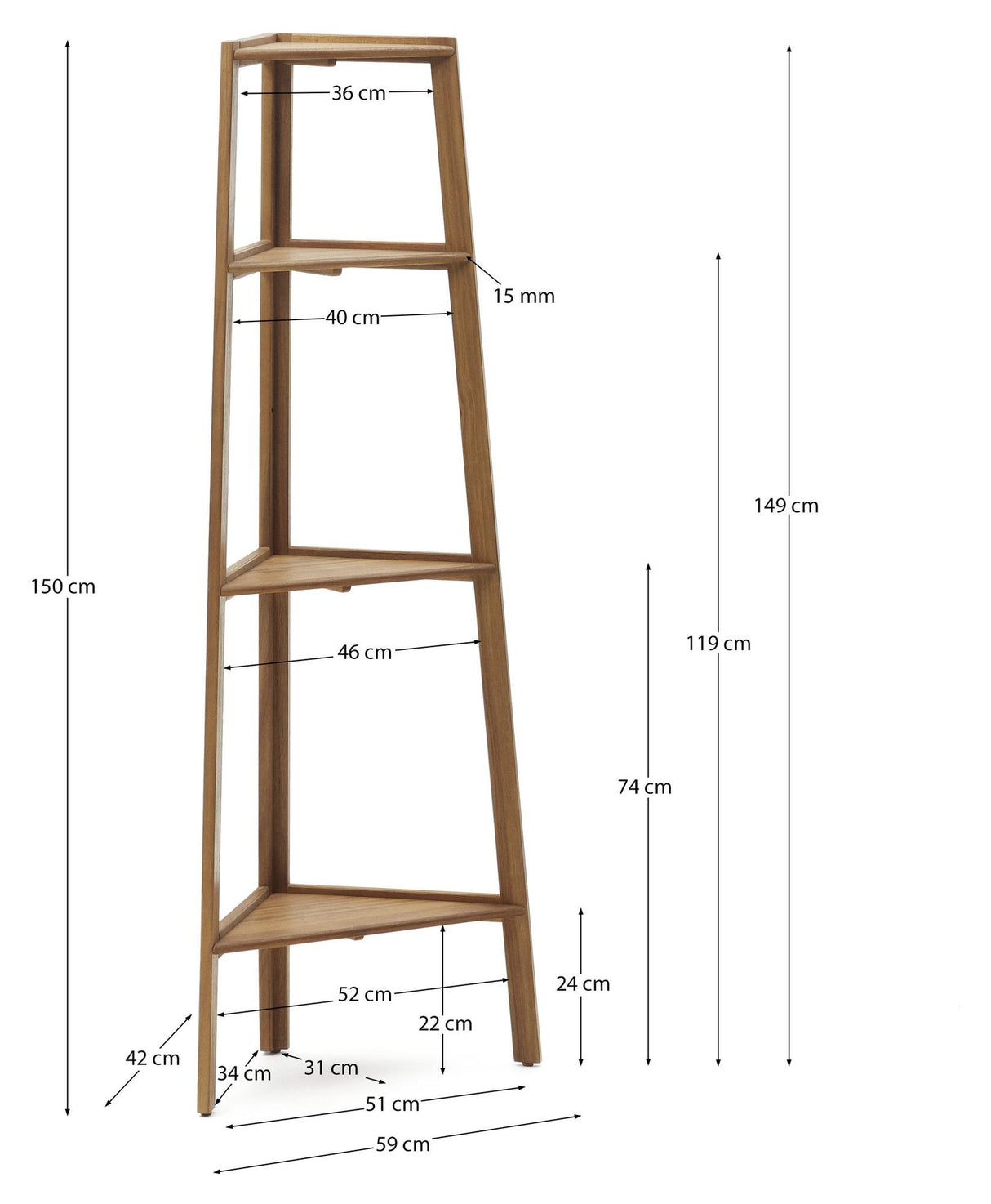 Victora Reol til udendørsbrug, Massivt akacia, 42x150 - Unoliving.com