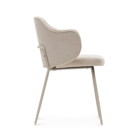 Yunia Spisebordsstol m. armlæn, Beige stof - Unoliving.com