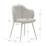 Yunia Spisebordsstol m. armlæn, Beige stof - Unoliving.com