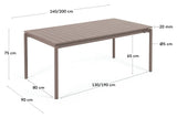 Zaltana Havebord m. udtræk, 140/200x90, Mat Brunt aluminium - Unoliving.com