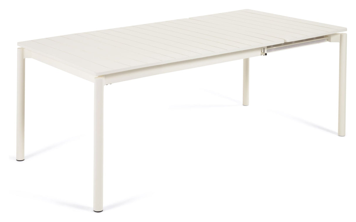 Zaltana Havebord m. udtræk, 140/200x90, Mat Hvid aluminium - Unoliving.com