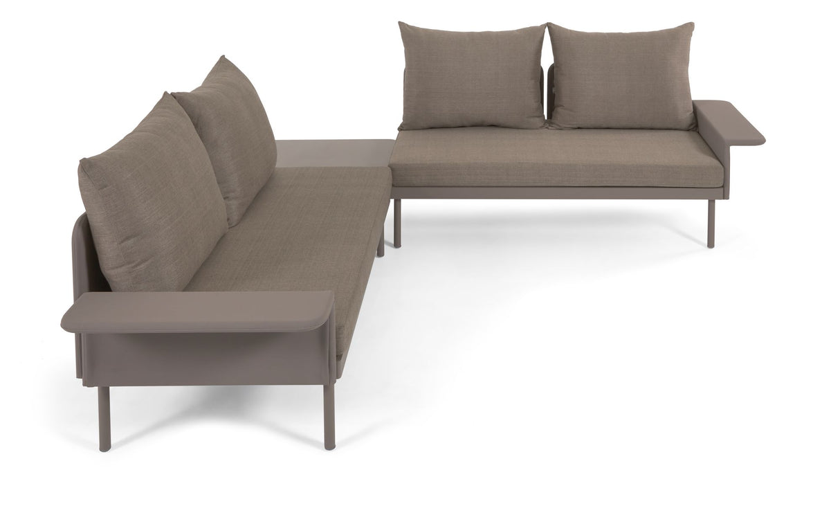 Zaltana Lounge Hjørnesofa m. bord, Mat Brunt aluminium - Unoliving.com