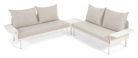 Zaltana Lounge Hjørnesofa m. bord, Mat Hvid aluminium - Unoliving.com