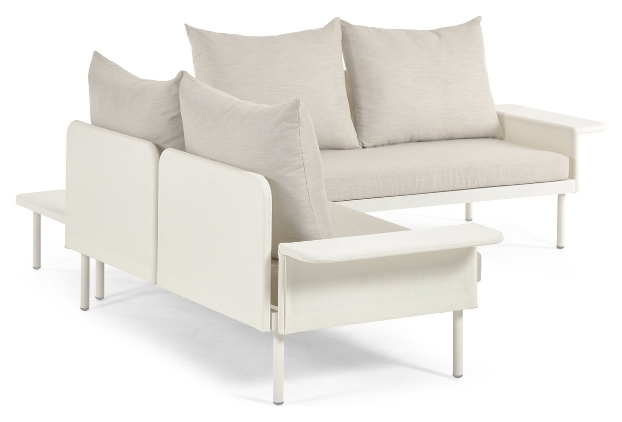 Zaltana Lounge Hjørnesofa m. bord, Mat Hvid aluminium - Unoliving.com