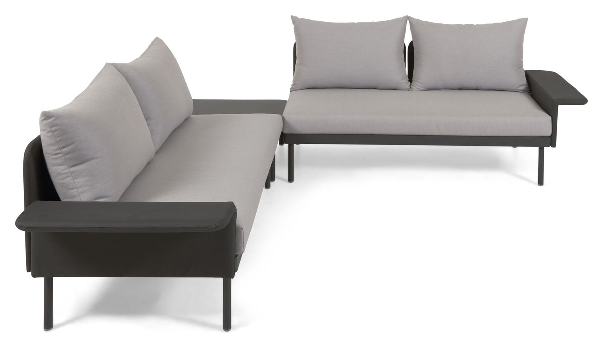 Zaltana Lounge Hjørnesofa m. bord, Mat Sort aluminium - Unoliving.com