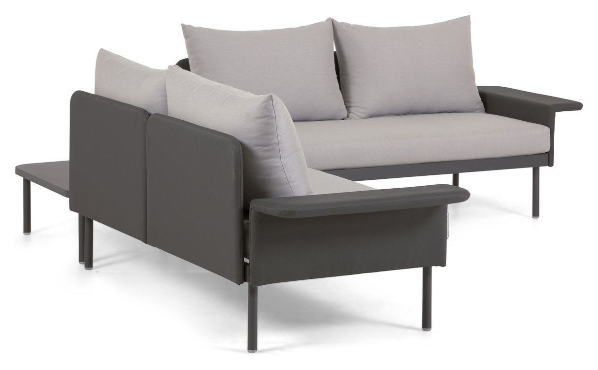 Zaltana Lounge Hjørnesofa m. bord, Mat Sort aluminium - Unoliving.com