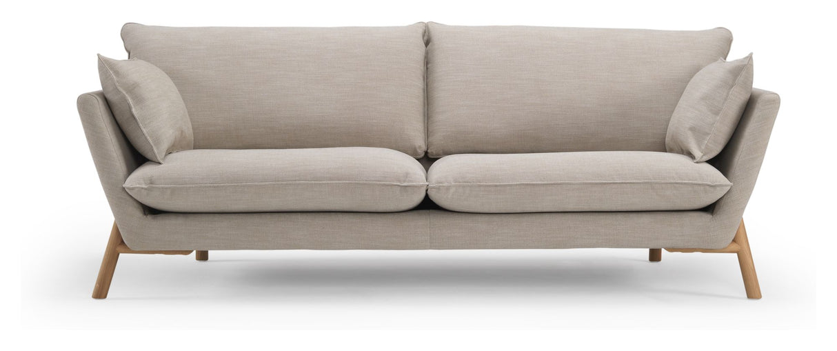 Hasle 3-pers. sofa Latte stof, massive egeben - Unoliving.com