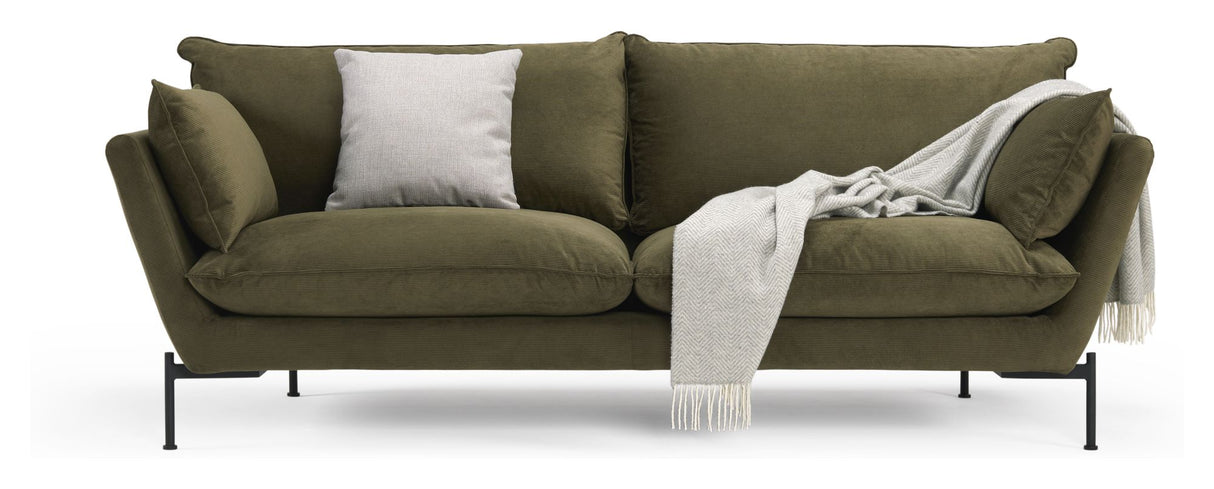 Hasle Lux 3-pers. sofa, Grøn Fløjl - Unoliving.com