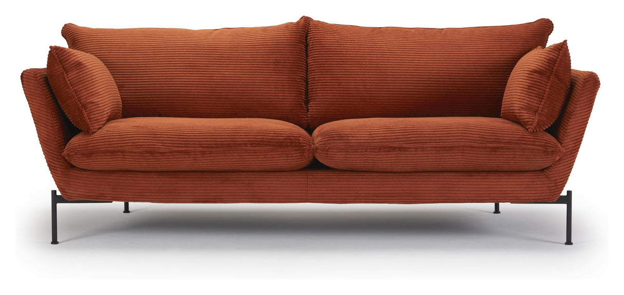 Hasle Lux 3-pers. sofa, Orange Fløjl - Unoliving.com