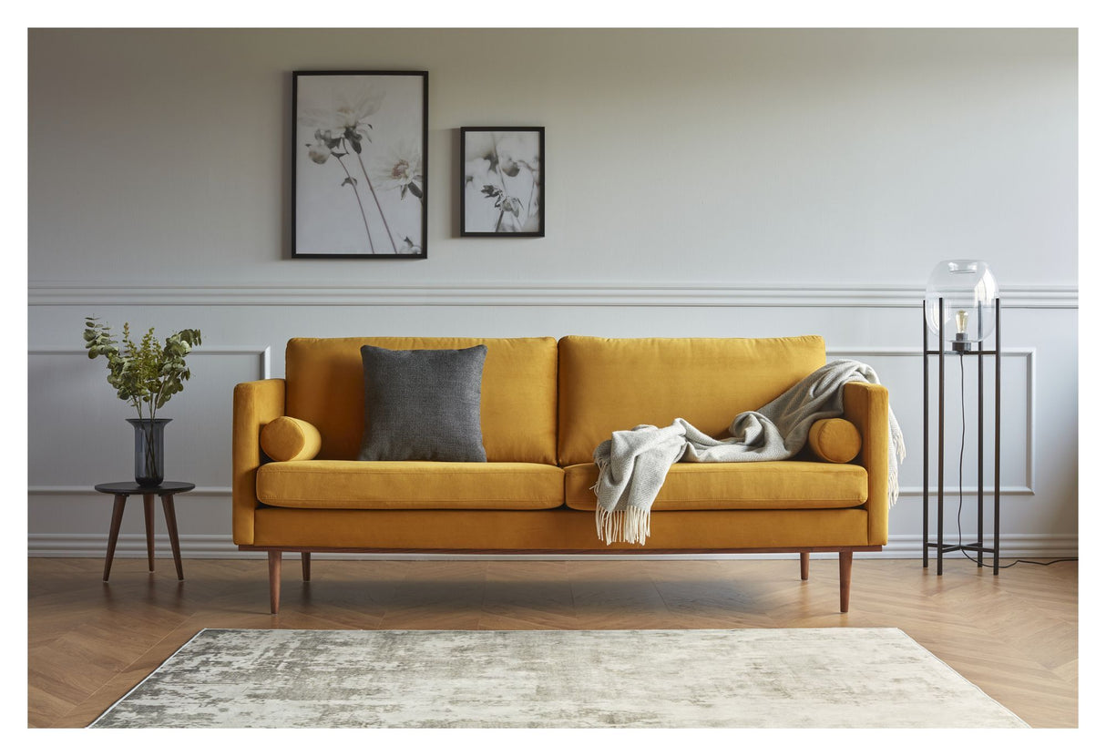 Vangen 3-pers. sofa, Gul Velour - Unoliving.com