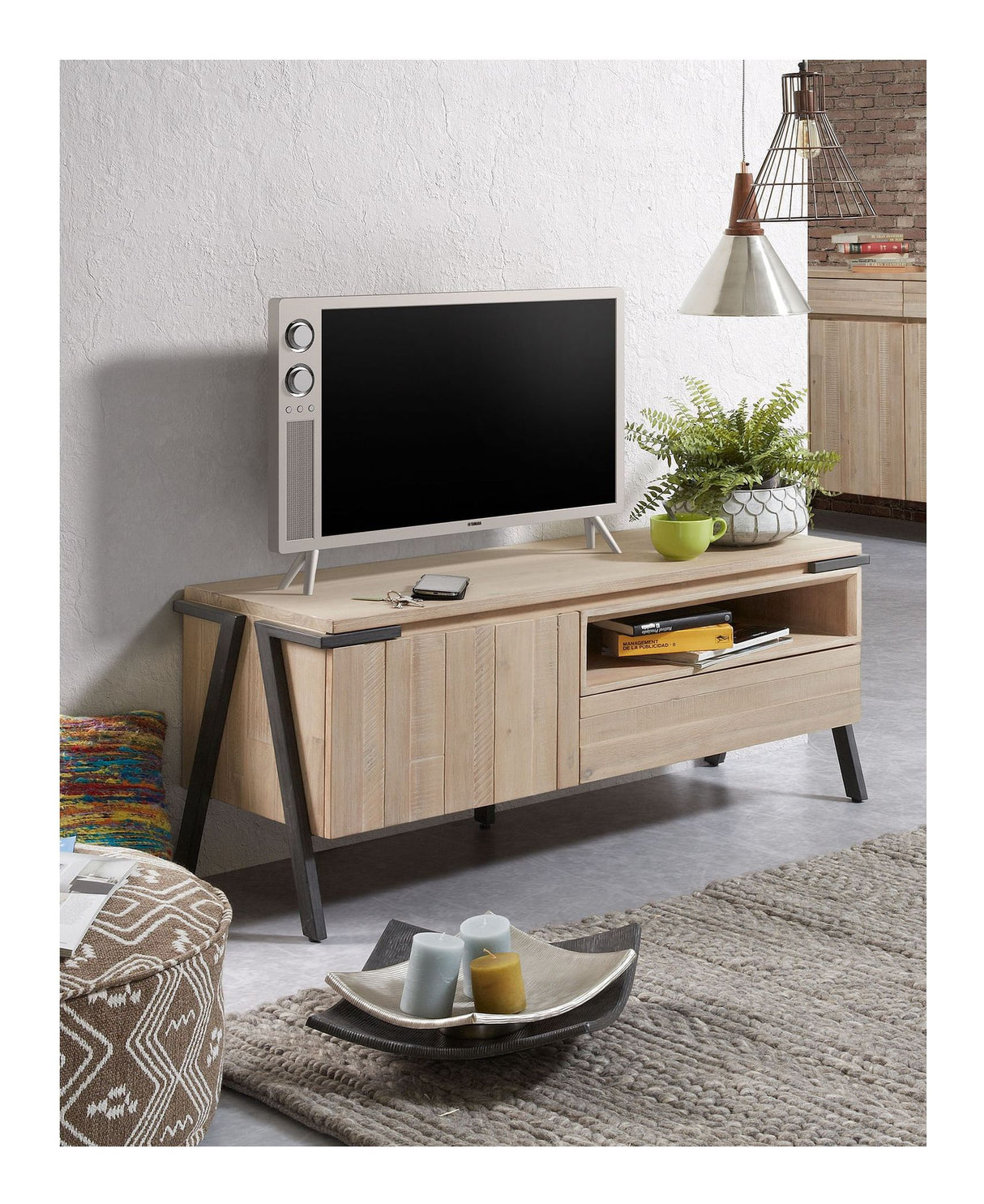 THINH TV-Bord, Natur/Massiv akacietræ, 125x53 - Unoliving.com