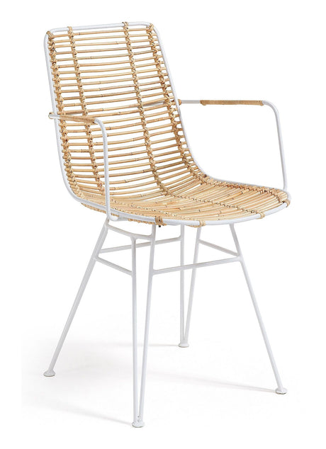 TISHANA Spisebordsstol m. hvide ben, Rattan - Unoliving.com