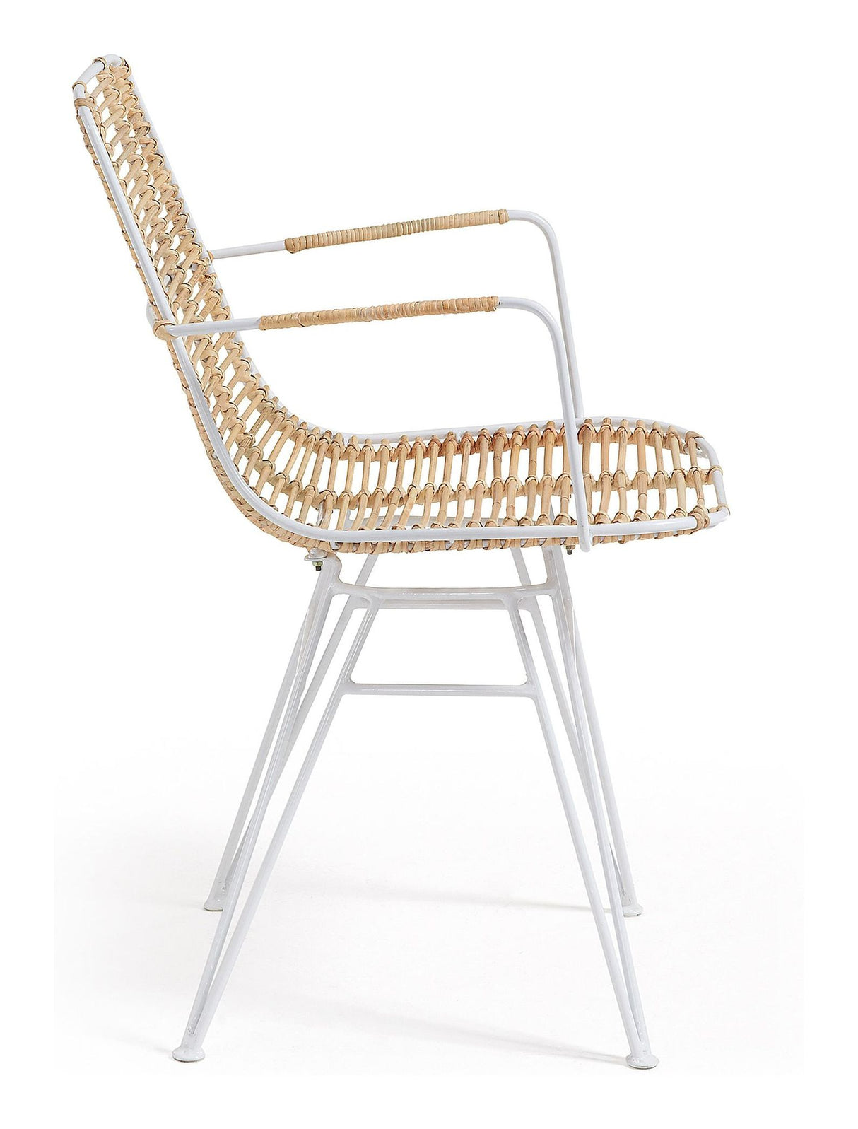 TISHANA Spisebordsstol m. hvide ben, Rattan - Unoliving.com